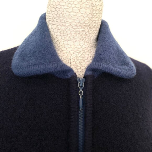 Vintage Pickett & Smith Black and Navy Wool Zipper Jacket, Size Medium - Picture 6 of 14